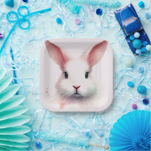 Whimsical Pink Bunny-Waterverf Pastelpapier Bord (Feest)