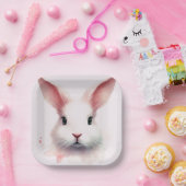 Whimsical Pink Bunny-Waterverf Pastelpapier Bord (Feest)
