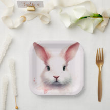 Whimsical Pink Bunny-Waterverf Pastelpapier Bord