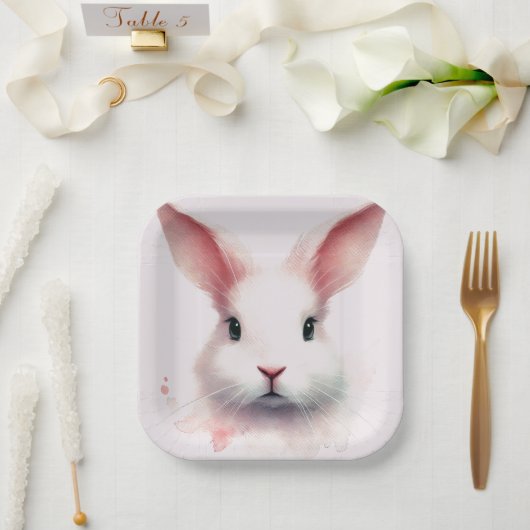 Whimsical Pink Bunny-Waterverf Pastelpapier Bord (Huwelijk)
