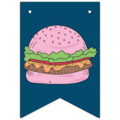 Whimsical Pink Burger en Fries Happy Birthday Vlaggetjes (Eerste vlag)
