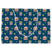 Whimsical Pink Burger en Fries Pattern Groot Cadeauzakje (Achterkant)