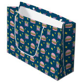 Whimsical Pink Burger en Fries Pattern Groot Cadeauzakje (Voorkant Gekanteld)