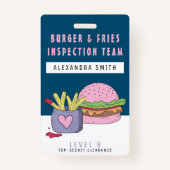 Whimsical Pink Burger en Fries Verjaardagsfeestje Badge (Voorkant)