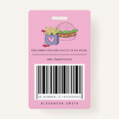 Whimsical Pink Burger en Fries Verjaardagsfeestje Badge (Achterkant)