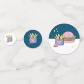 Whimsical Pink Burger en Fries Verjaardagsfeestje Confetti (Voorkanten)