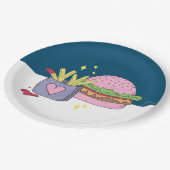 Whimsical Pink Burger en Fries Verjaardagsfeestje Papieren Bordje (Gekanteld)