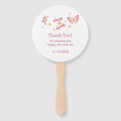 Whimsical Pink Butterfly Baby shower Bedankt Handwaaier (Achterkant)