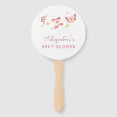 Whimsical Pink Butterfly Baby shower Bedankt Handwaaier (Voorkant)