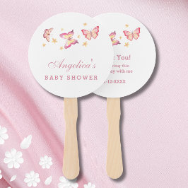 Whimsical Pink Butterfly Baby shower Bedankt Handwaaier