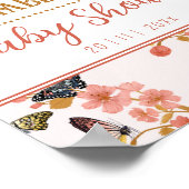 Whimsical Pink Butterfly Baby shower Welcome Sign Poster (Hoek)