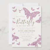 Whimsical Pink Butterfly Boho Girl Baby shower Kaart (Voorkant)