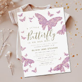 Whimsical Pink Butterfly Boho Girl Baby shower Kaart