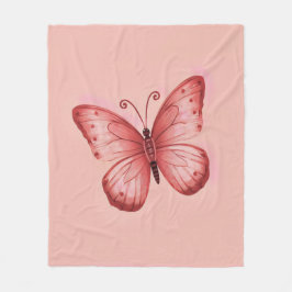   Whimsical Pink Butterfly  Fleece Deken