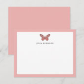 Whimsical Pink Butterfly Girly Notitiekaartje (Voorkant / Achterkant)