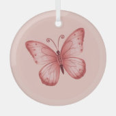   Whimsical Pink Butterfly  Glas Ornament (Voorkant)