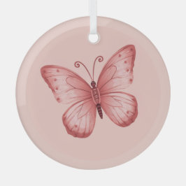   Whimsical Pink Butterfly  Glas Ornament