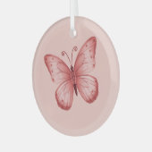 Whimsical Pink Butterfly Glas Ornament (Voorkant links)