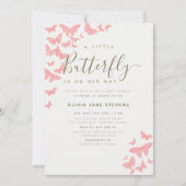 Whimsical Pink Butterfly Lijst Girl Baby shower Kaart (Voorkant)