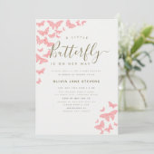 Whimsical Pink Butterfly Lijst Girl Baby shower Kaart (Staand voorkant)