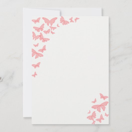 Whimsical Pink Butterfly Lijst Girl Baby shower Kaart (Achterkant)