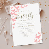 Whimsical Pink Butterfly Lijst Girl Baby shower Kaart