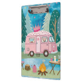 Whimsical Pink Camper Van Camping Scene Klembord (Links)