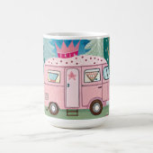 Whimsical Pink Camper Van Camping Scene Koffiemok (Center)