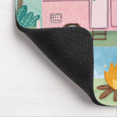 Whimsical Pink Camper Van Camping Scene Muismat (Hoek)
