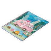 Whimsical Pink Camper Van Camping Scene Notitieboek (Linkerzijde)