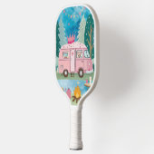 Whimsical Pink Camper Van Camping Scene Pickleball Paddle (Links)