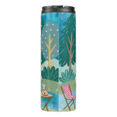 Whimsical Pink Camper Van Camping Scene Thermosbeker (Achterkant)