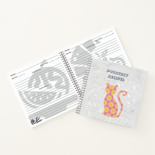 Whimsical Pink Cat Star Recept Notitieboek (Binnen)