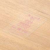 Whimsical Pink Champagne Tower Bewaar de datum Acryl Uitnodigingen (Laagn)