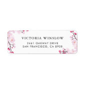 Whimsical Pink Cherry Blossom Address Label (Voorkant)