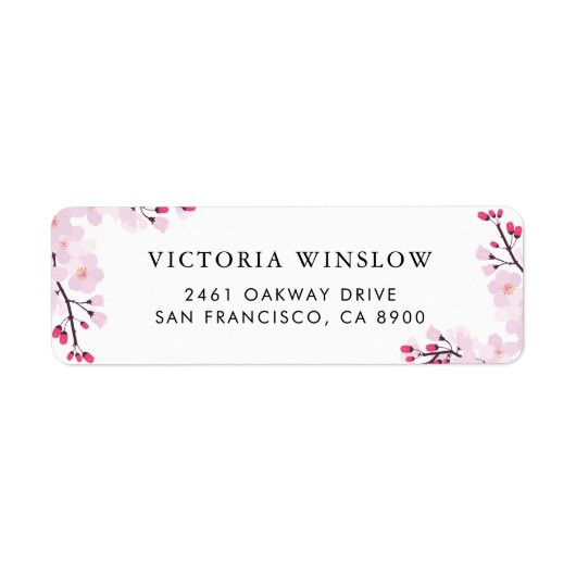 Whimsical Pink Cherry Blossom Address Label (Voorkant)