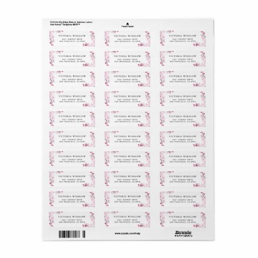 Whimsical Pink Cherry Blossom Address Label (Full Sheet)