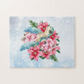 Whimsical Pink Christmas Floral Zee Schildpad Legpuzzel (Horizontaal)