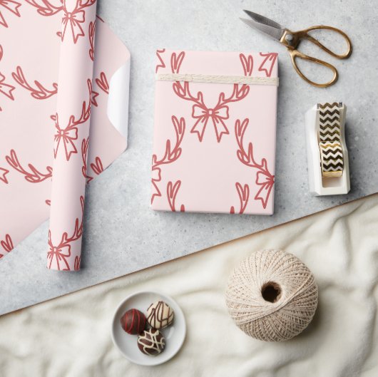 Whimsical Pink Christmas Patterns Wrapping Paper Cadeaupapier (Crafts)