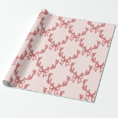 Whimsical Pink Christmas Patterns Wrapping Paper Cadeaupapier (Uitgerold)
