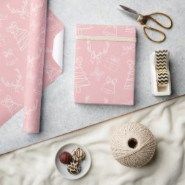 Whimsical Pink Christmas Patterns Wrapping Paper Cadeaupapier