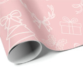 Whimsical Pink Christmas Patterns Wrapping Paper Cadeaupapier (Rol Hoek)