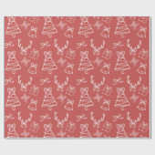 Whimsical Pink Christmas Patterns Wrapping Paper Cadeaupapier (Vlak)