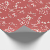 Whimsical Pink Christmas Patterns Wrapping Paper Cadeaupapier (Hoek)
