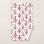 Whimsical Pink Christmas Tree Pattern Bad Handdoek (Handdoek)