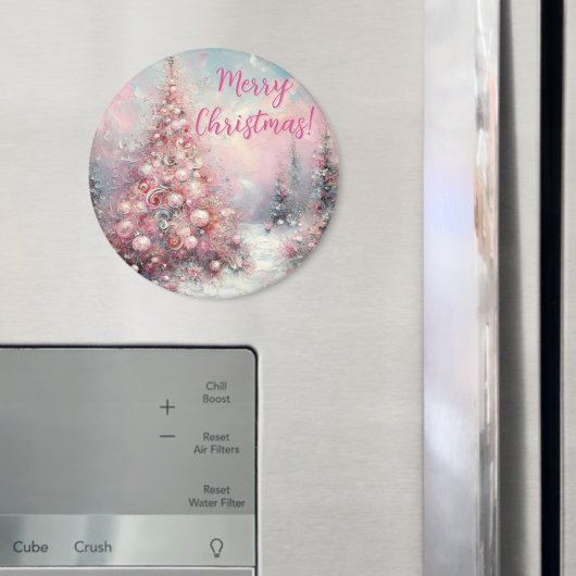 Whimsical Pink Christmas Tree Personalized Magneet (Insitu (Koelkast))
