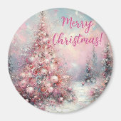 Whimsical Pink Christmas Tree Personalized Magneet (Voorkant)
