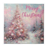 Whimsical Pink Christmas Tree Personalized Tegeltje (Voorkant)