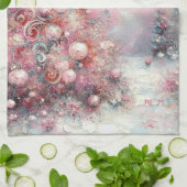 Whimsical Pink Christmas Tree Personalized Theedoek (Gevouwen)