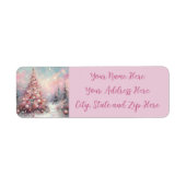 Whimsical Pink Christmas Tree Retouradres Etiket (Voorkant)